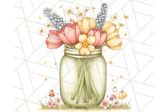 Flowers in Glass Jars PNG, Rustic Floral Watercolor Clipart Product Image 2