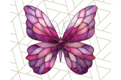 Stained Glass Butterfly PNG Colorful Clipart for Sublimation Product Image 2