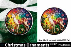 Christmas stained glass deer ornament sublimation PNG Product Image 1