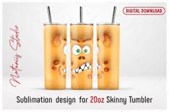 Funny 3D Inflated Puffy Monster Face - 20oz SKINNY TUMBLER. Product Image 1