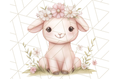 Pastel Pink Easter Bunny Egg and Flowers Clipart PNG Product Image 2