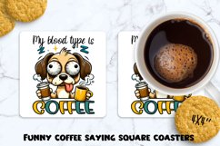 Funny coffee saying square coaster. Sublimation PNG. Product Image 1
