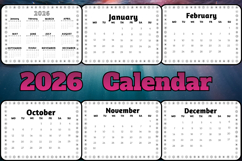 2026 horizontal calendar with flower frame 2 Product Image 3
