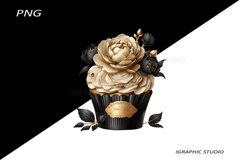 Floral Cupcake Clipart, Peony Product Image 1