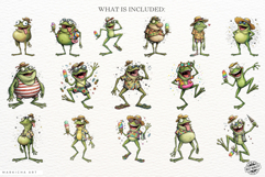 Whimsical Summer Frog Clipart 16 PNG Product Image 4