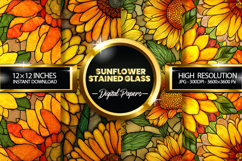 Sunflower Stained Glass Digital Papers - 04 variations Product Image 1