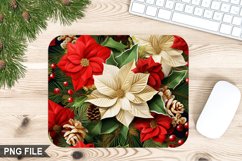Christmas Flowers Sublimation Mouse Pad PNG Design Product Image 1