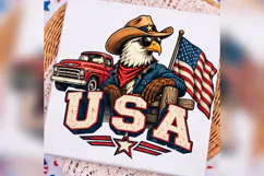 USA Cowboy Eagle PNG, Patriotic Western Bald Eagle Shirt Product Image 3