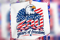 250 Years of Freedom PNG, Patriotic Bald Eagle American Flag Product Image 1