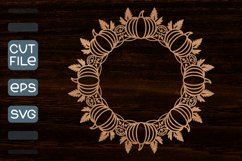 Autumn Wreath with Pumpkins Laser cut SVG, Autumn Laser Cut Product Image 1