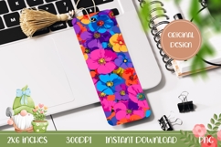 Colorful Flowers Bookmark Print, Neon Bookmark Printable Product Image 1