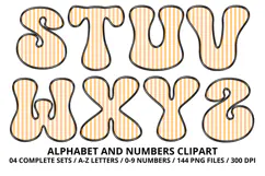 Stripes Alphabet Letters & Numbers Clipart PNG 300DI Product Image 4