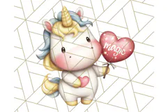 Cute Dessert Unicorn PNG Clipart with Cupcakes & Candies Product Image 2