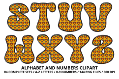 Retro Groovy Alphabert PNG 70s Numbers &amp; Letters 300 DPI Product Image 4