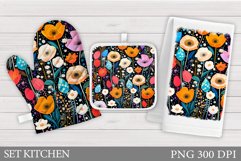 Flowers Oven Mitt Design. Flowers Square Pot Holder Product Image 1