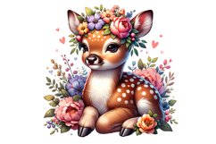 Cute Deer Spring Clipart, Spring Sublimation PNG Product Image 1