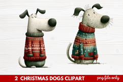 2 Christmas Dogs Clipart | Cute Holiday Puppy PNG Illustrati Product Image 1