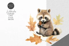 Autumn clipart, Raccoon clipart, Fall clipart Product Image 1