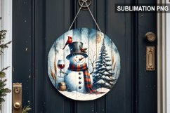 Blue Plaid Snowman Round Sign | Round Sublimation Design PNG Product Image 1