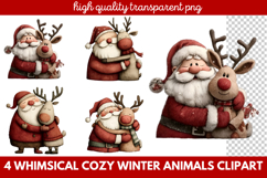Whimsical Cozy Winter Animals Clipart | Cute Winter Wildlife Product Image 1