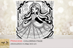 PRINCESS in a beautiful dress, kids Coloring Pages png Product Image 1