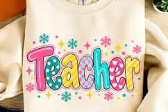 Teacher Christmas Pencil Bow Paper PNG, Funny Christmas PNG Product Image 2