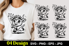 Flying Cow Cartoon SVG PNG Product Image 1