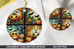 Pumpkin Stained Glass Ornament PNG, Digital Download File Product Image 1