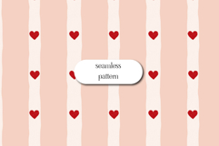 Soft Blush Stripes with Red Hearts Seamless Valentine Product Image 1