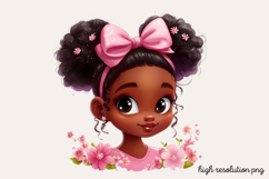 Cute Black Girl with Flower Clipart PNG Product Image 1
