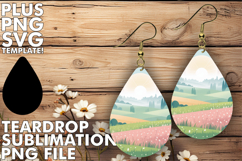 Whimsical teardrop EARRINGS Art PNG, Spring Product Image 1