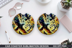 Crows Car Coaster Sublimation| Crows Coaster PNG Design Product Image 1