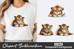 Cute Tiger Watercolor Clipart PNG Product Image 1