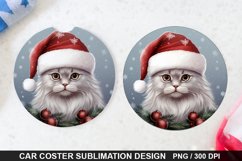 Christmas Cat Car Coaster PNG, Funny Cat Car Coaster Product Image 1