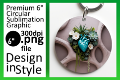 Elegant Round Design Keychain Template , 3D Heart Product Image 1