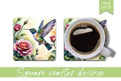 Watercolor hummingbird Square Coaster|sublimation design Product Image 1