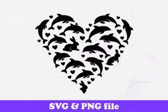 Dolphin Love Heart Silhouette SVG PNG Product Image 1