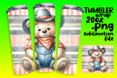 TRENDY 20oz Tumbler PNG Template , Teddy Bear Product Image 1