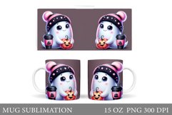 Cute Ghost Mug Design. Cute Halloween Sublimation Product Image 1