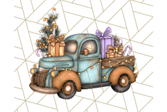 Vintage Christmas Truck Clipart PNG, Retro Holiday Vehicle Product Image 2