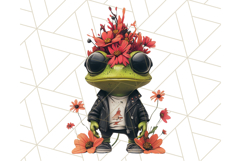Floral Punk Frogs PNG - Neon Reble Grunge Amphibians Clipart Product Image 2