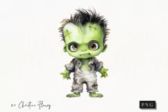 Watercolor Cute Halloween Monster Clipart | Watercolor PNG Product Image 1
