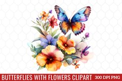 Butterflies With Flowers Clipart Product Image 1