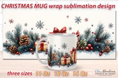 Beautiful festive Christmas wrap design for sublimation on 11Oz, 12Oz and 15Oz MUGS with cute watercolor patterns. cricut mug press