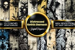 Distressed Gothic Damask Digital Papers, Scary Pattern Product Image 1