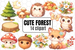 14 Cute Forest Cliparts - Forest Clipart Bundle