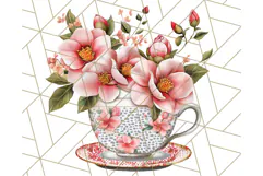 Vintage Floral Teacup Clipart PNG, Blooming Teacups Clip Art Product Image 2