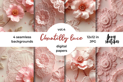 Coquette Lace Valentine Digital Paper Kit Rococo Patterns Product Image 1