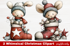 2 Whimsical Christmas Clipart | Cute Holiday PNG Set Product Image 1