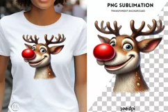 Funny Reindeer Christmas PNG | Cute Deer Sublimation Design Product Image 1